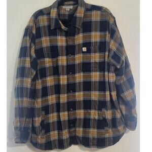 Carhartt Lined Flannel Mens 2XL Relaxed Fit Warm Flannel Pockets Casual Comfort